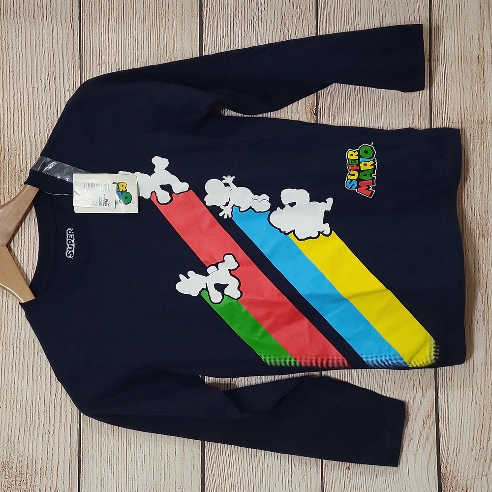 💟 NWT The Children's Place Boys Tidal Blue Super Mario M (7/8) Longsleeve Shirt